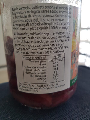 Fesol Vermell Cuit Eco 250g - Cal Valls