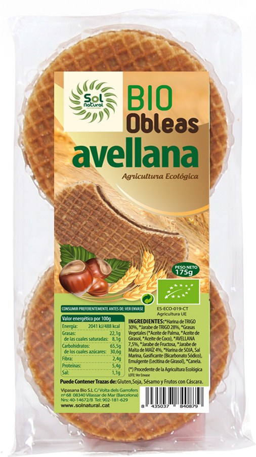 Oblea amb Avellana 175g - Sol Natural 