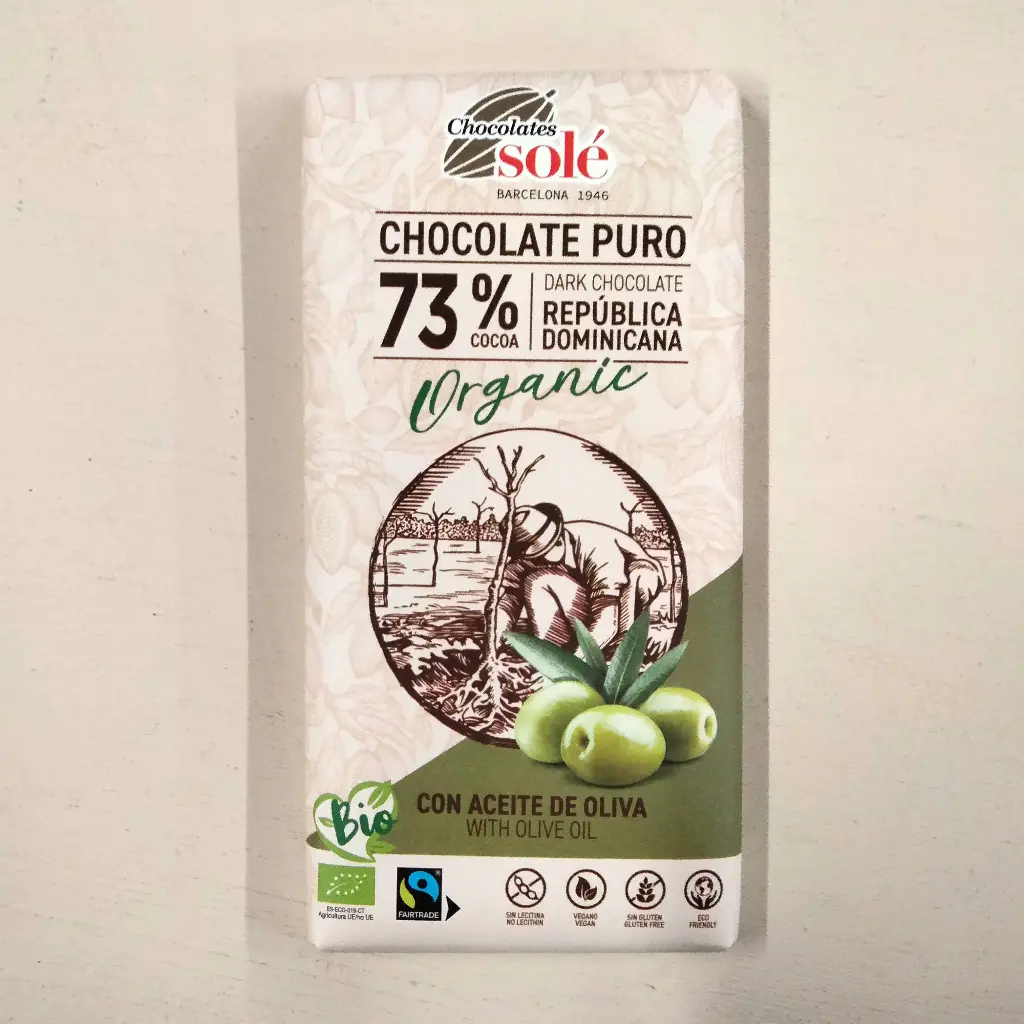 Tauleta Xocolata 73% amb Oli d'Oliva 100g - Solé