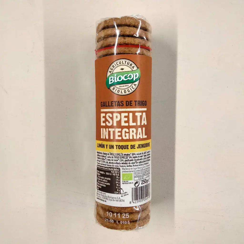 Galetes Blat d'Espelta amb Llimona i Gingebre 250g - Biocop