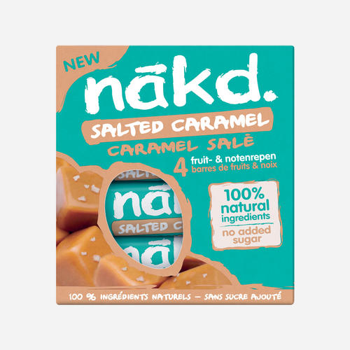 Pack 4 Barretesde Fruita Crua i Fruits Secs Caramel Salat - Nakd 
