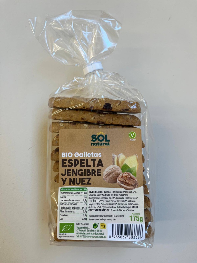 Galetes Espelta Gingebre i Nous 175g - Sol Natural