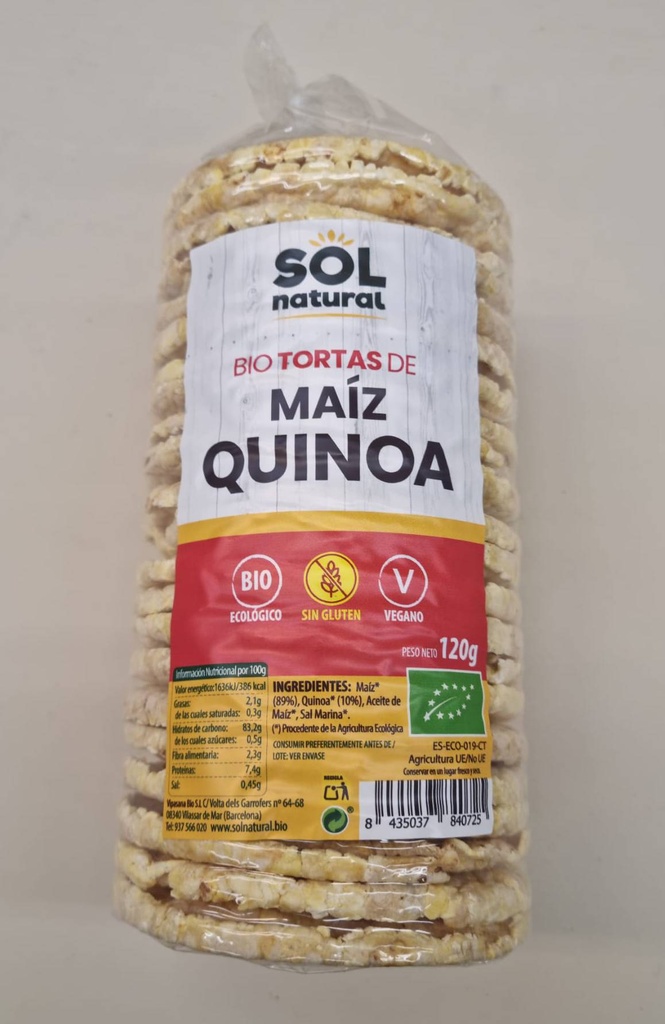 Tortes de Blat de Moro i Quinoa 120g - Sol Natural