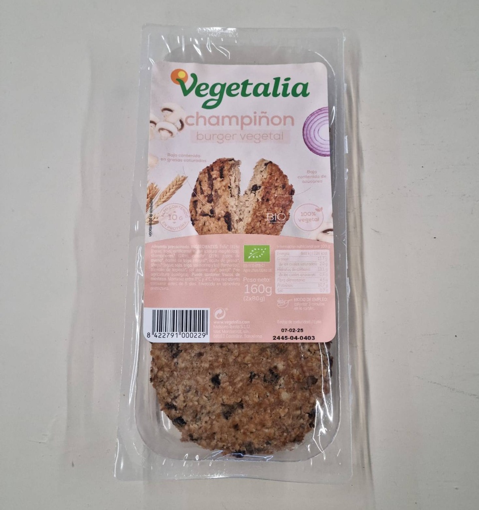 Vegeburguer Xampinyons i Tofu 160g - Vegetalia