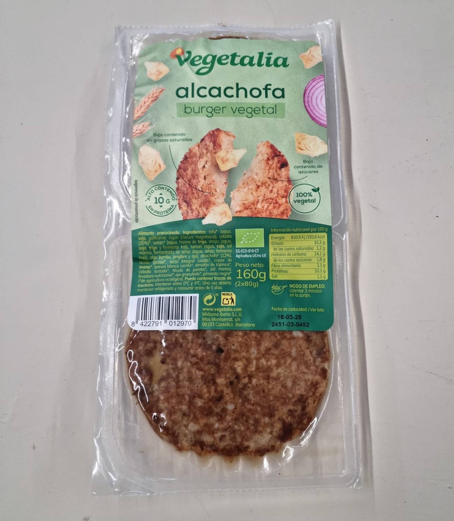 Vegeburguer Carxofa 160g - Vegetalia