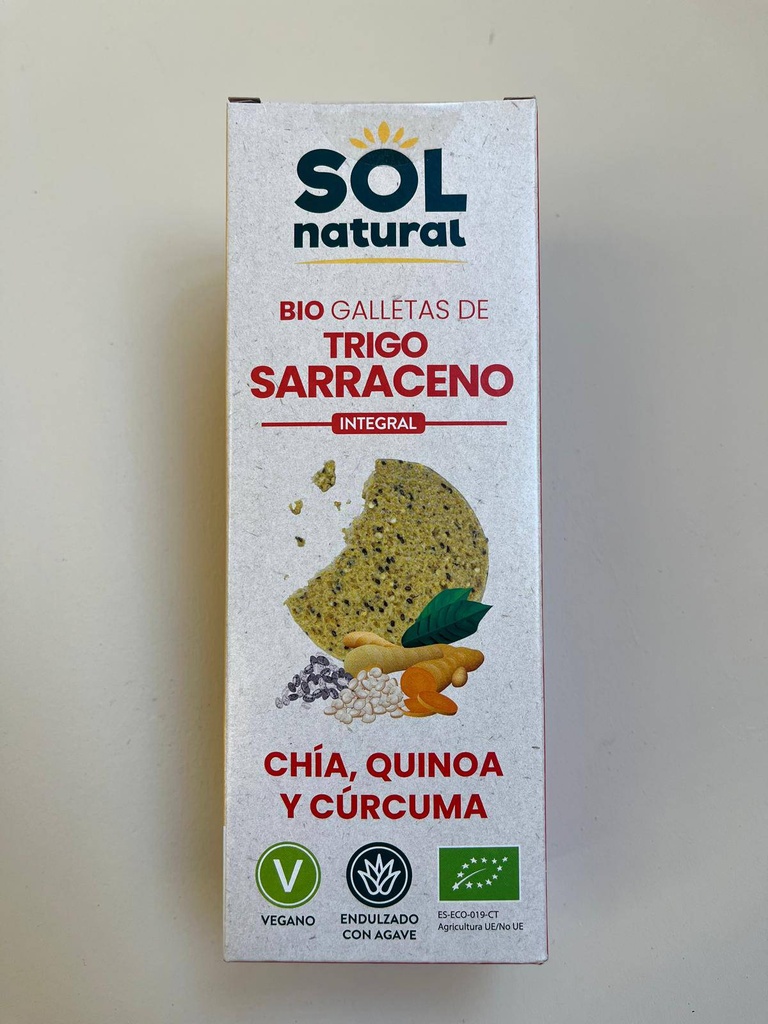 Galetes de Blat Sarraí Chia Quinoa i Curcuma 175g - Sol Natural