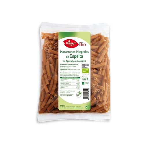 [8422584018110] Macarrons d'Espelta Integral 500g - El Granero
