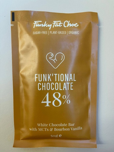 [8719326493459] Tauleta Xocolata Blanca 48%  50g - Funky Fat Choc