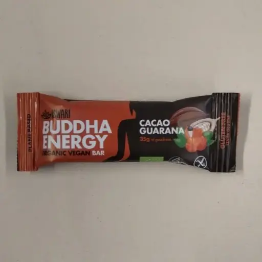 [5600317476922] Barreta Cacau i Guaranà 35g Buddha Energy - Iswari