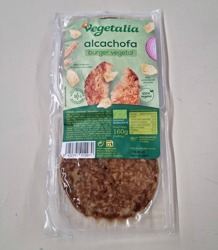 [8422791012970] Vegeburguer Carxofa 160g - Vegetalia