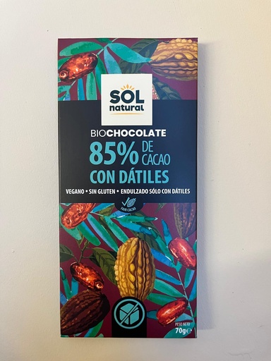 [8435037802587] Tauleta Xocolata 85% amb Dàtils 70g - Sol Natural