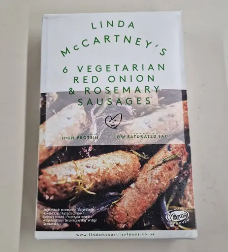 [9020200025338] Salsitxes Veg. Ceba Vermella i Romaní 270g - Linda McCartney's